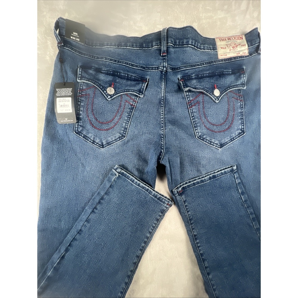 True Religion‎ World Tour Jean Men 42x32 Geno Big Flap Relaxed  Denim Red  Stich
